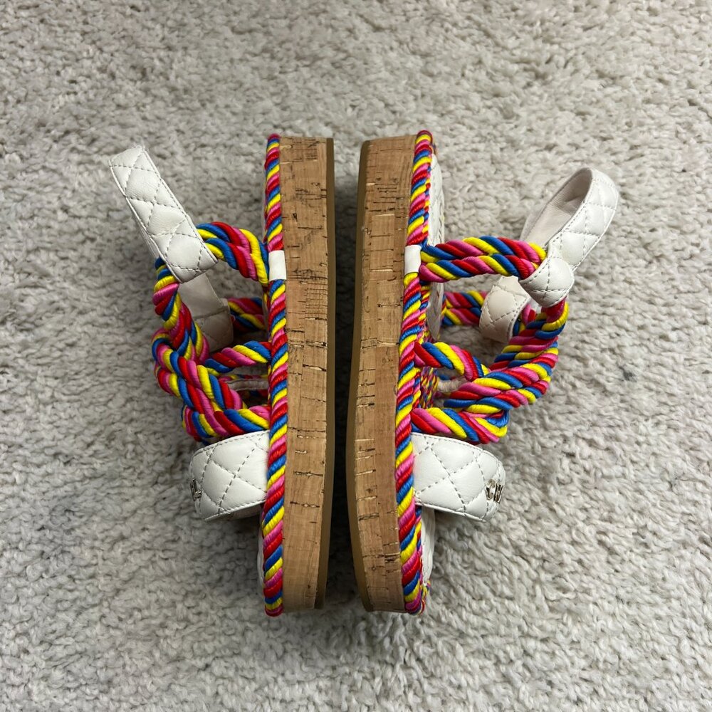 Chanel Chanel Multicolor Quilted Leather Cord Platform Sandals Size 36 - Picture 4 of 9